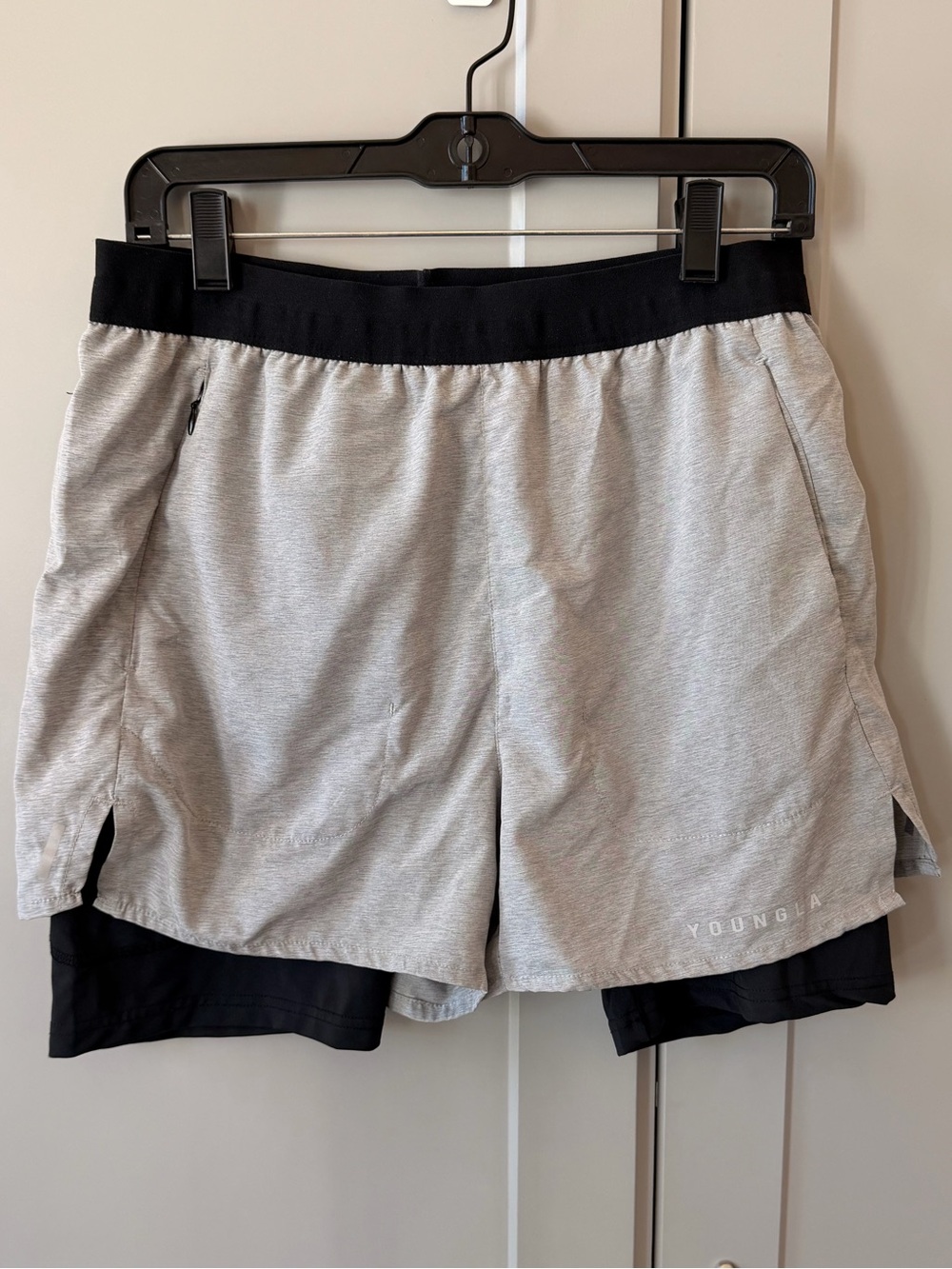 YoungLA 105 Compression Shorts 2.0 Light Grey Black 2-in-1 Men’s Medium